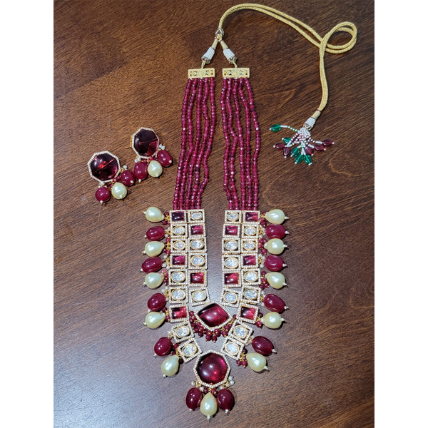 Two Layer Mala with AD Uncut Kunden and Monalisa Stone